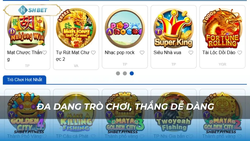 Các trò chơi và tỷ lệ thưởng tại TP điện tử